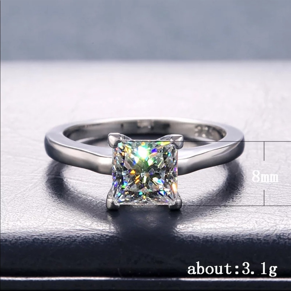 Luxury New Princess 925 Silver Diamond Bridal Ring - Picture 5 of 5